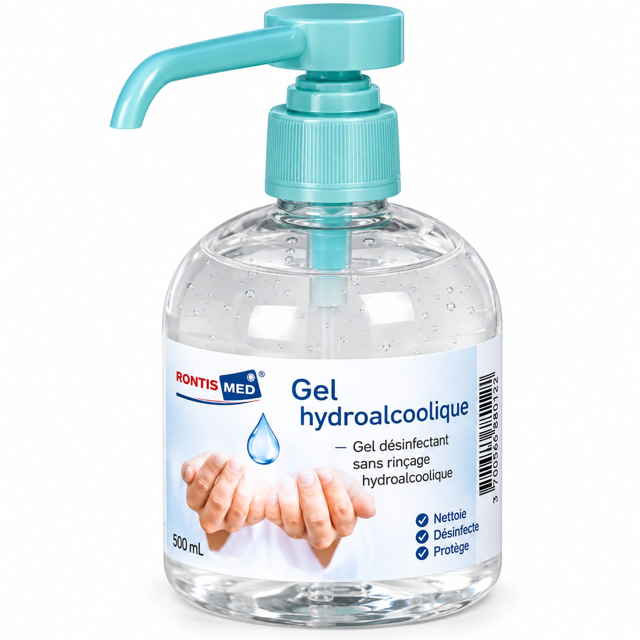 Gel hydroalcoolique 500 ml — lot de 4