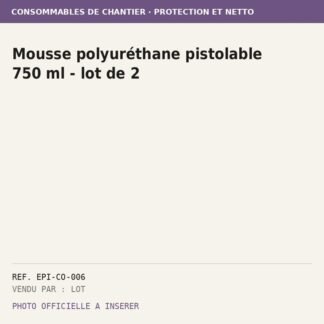 Mousse polyuréthane pistolable 750 ml - lot de 2